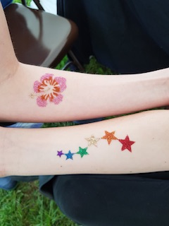 rainbow stars and flowers glitter tattoos